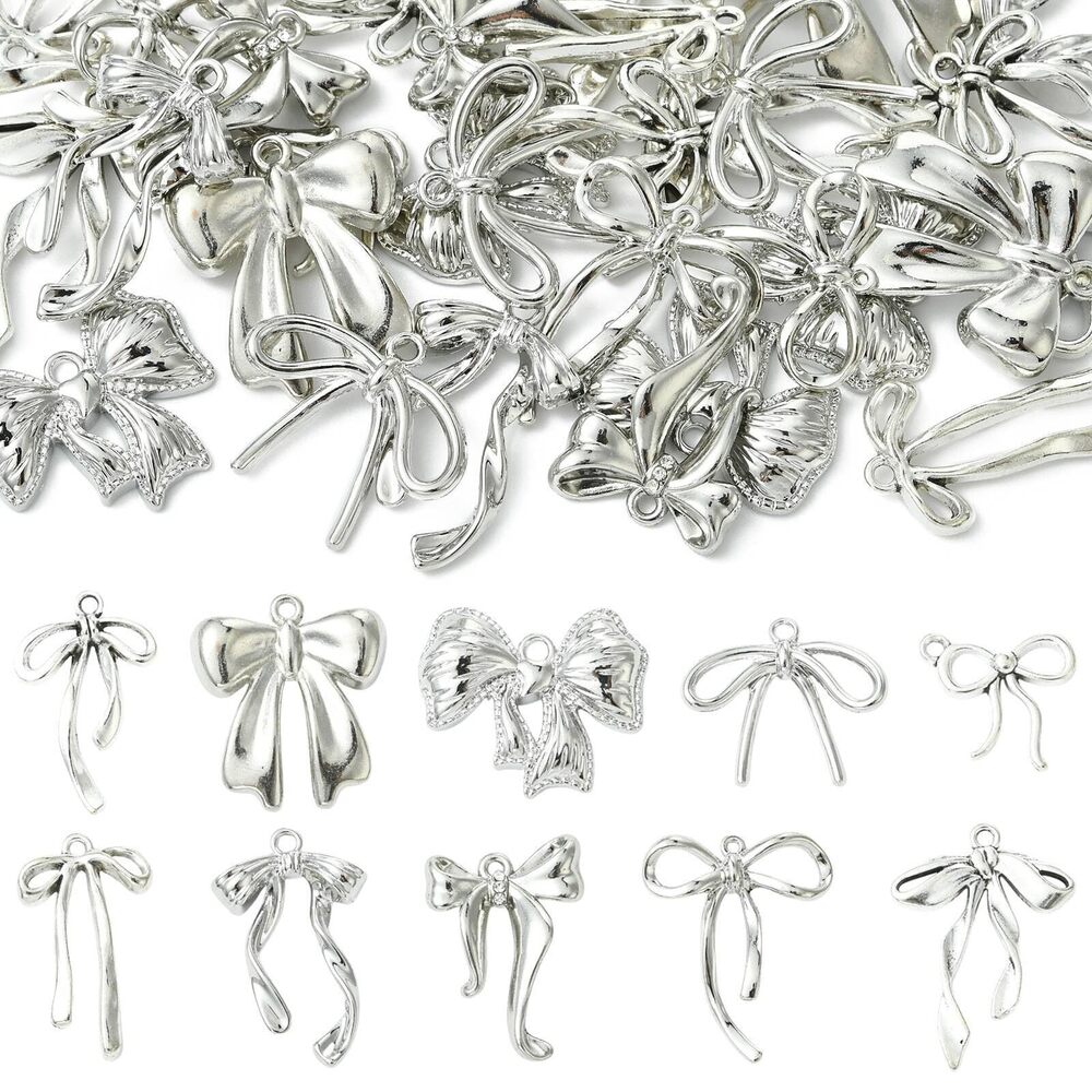 5757 40 pcs 10 Styles Alloy Bowknot Charms Romantic Bow Tie Dangle Pendants
